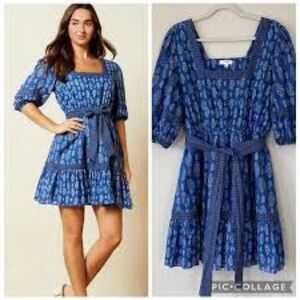 A Loves A Blue Boho Floral Print Dress Size Medium